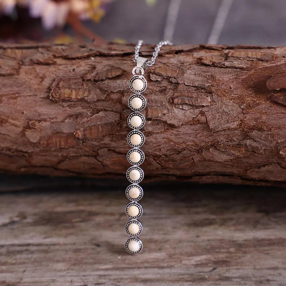 Trendsi Vintage Style Beaded Bar Necklace -