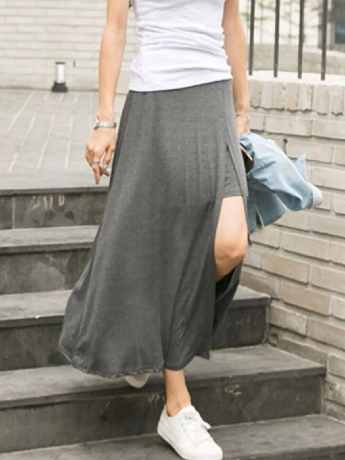 Trendsi A-Line Slit Maxi Skirt -