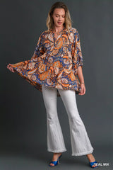 Trendsi Umgee Mix Paisley Boho Tunic Blouse -