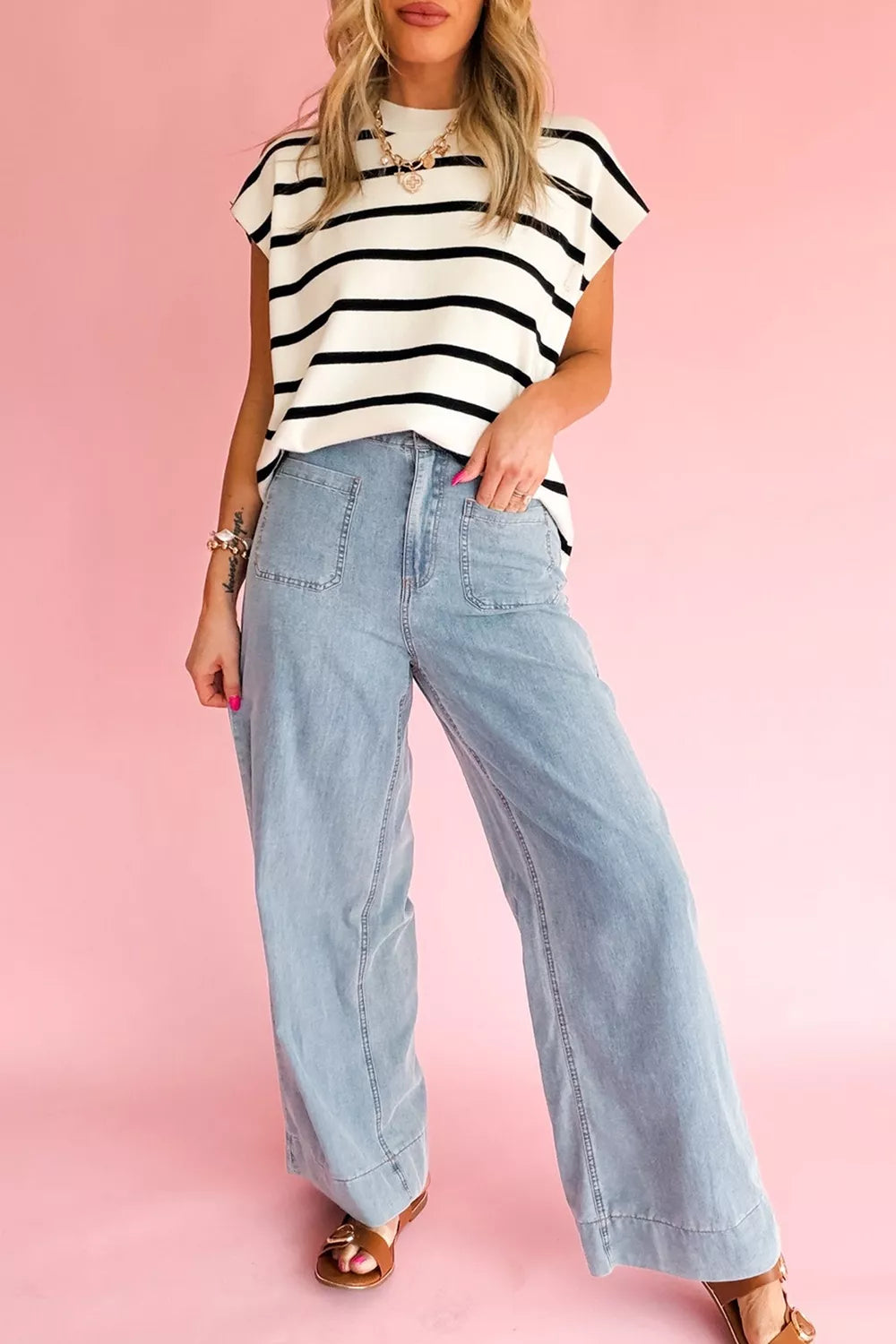 Trendsi Solid Full-Length Regular Pocket Detail Jeans -