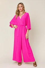 Trendsi Double Take Full Size Surplice Wide Leg Jumpsuit with Pockets -