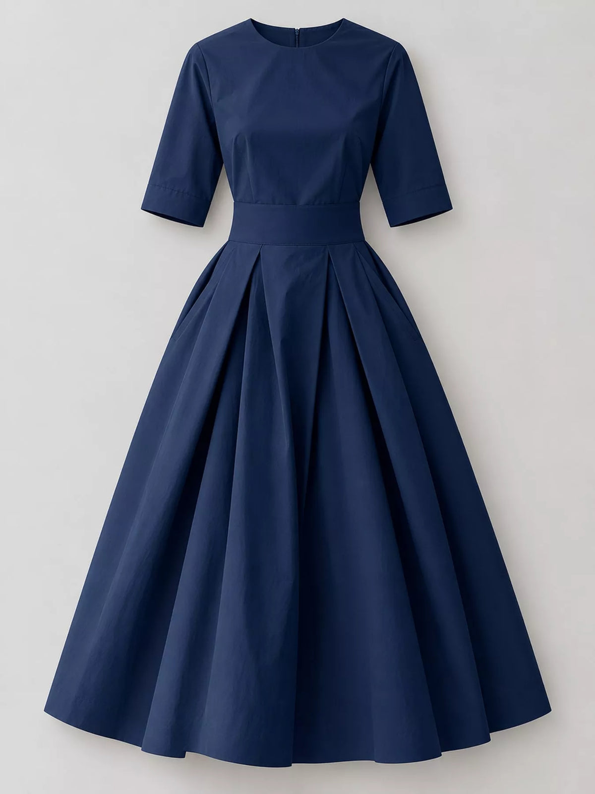 Round neck short sleeve midi dress, product view