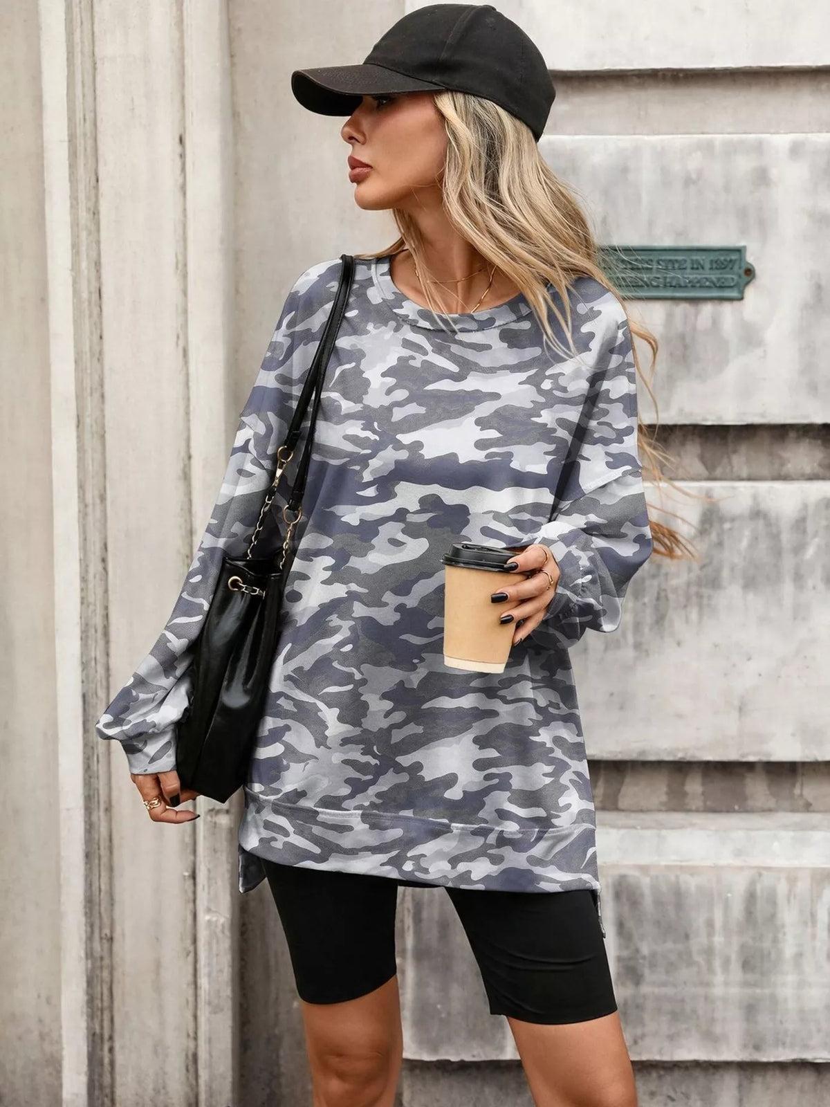 Trendsi Printed Round Neck Sweatshirt -
