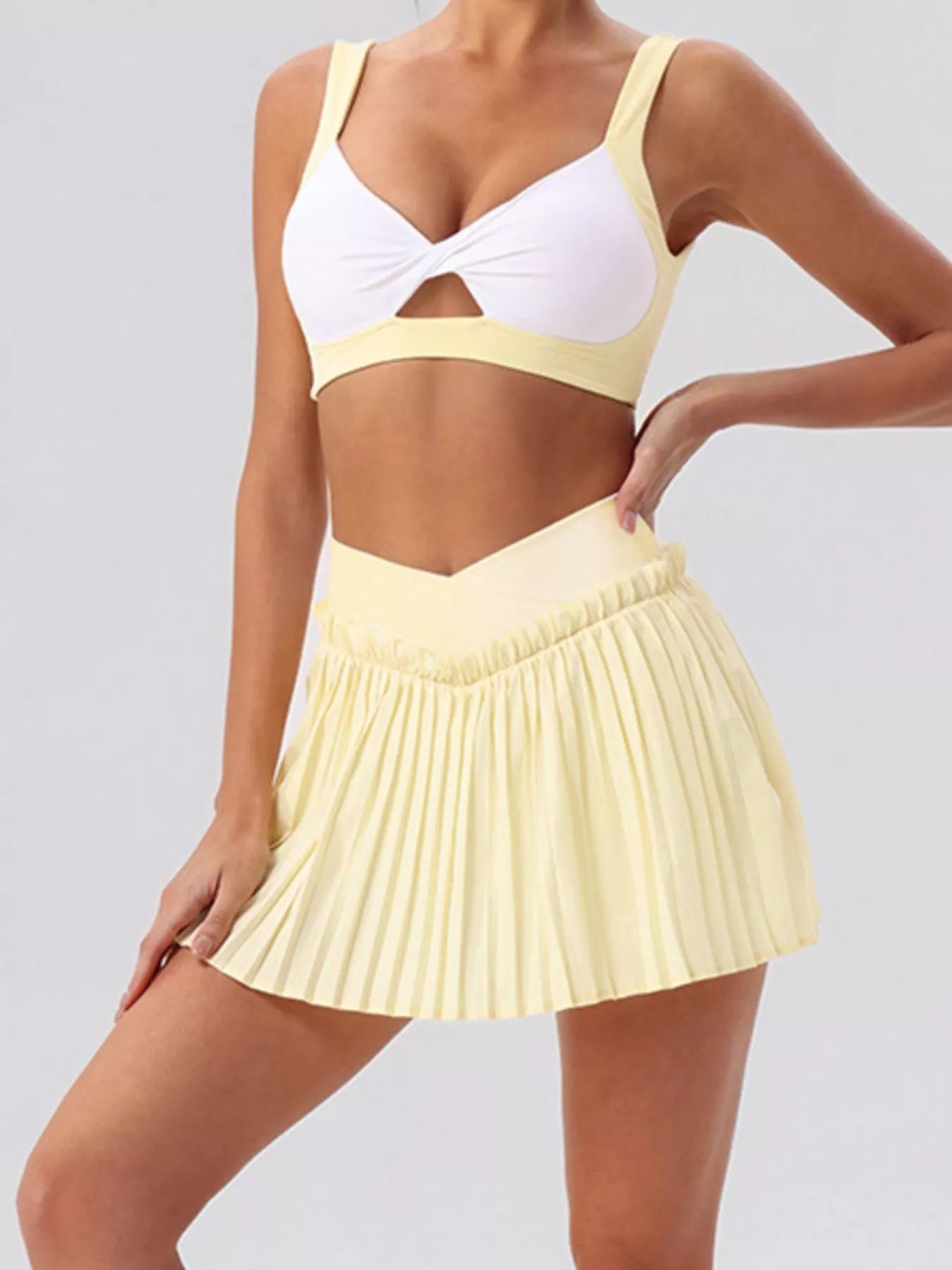 Trendsi Sleeveless Top and Pleated Skirt Active Set -