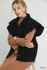 Trendsi Umgee Corduroy Quilted Ruffle Sleeve Vest -
