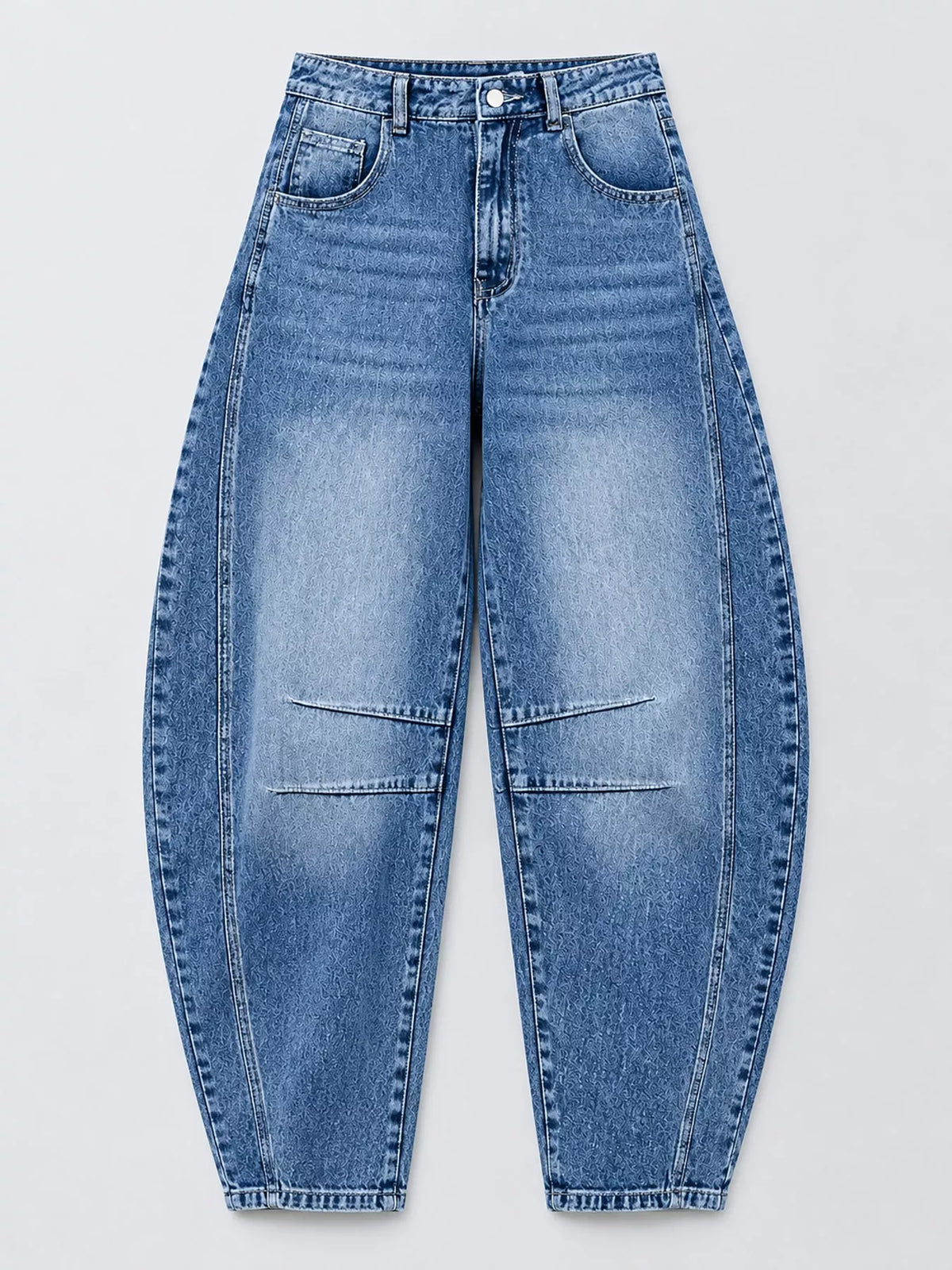 Blue barrel-leg jeans, product view