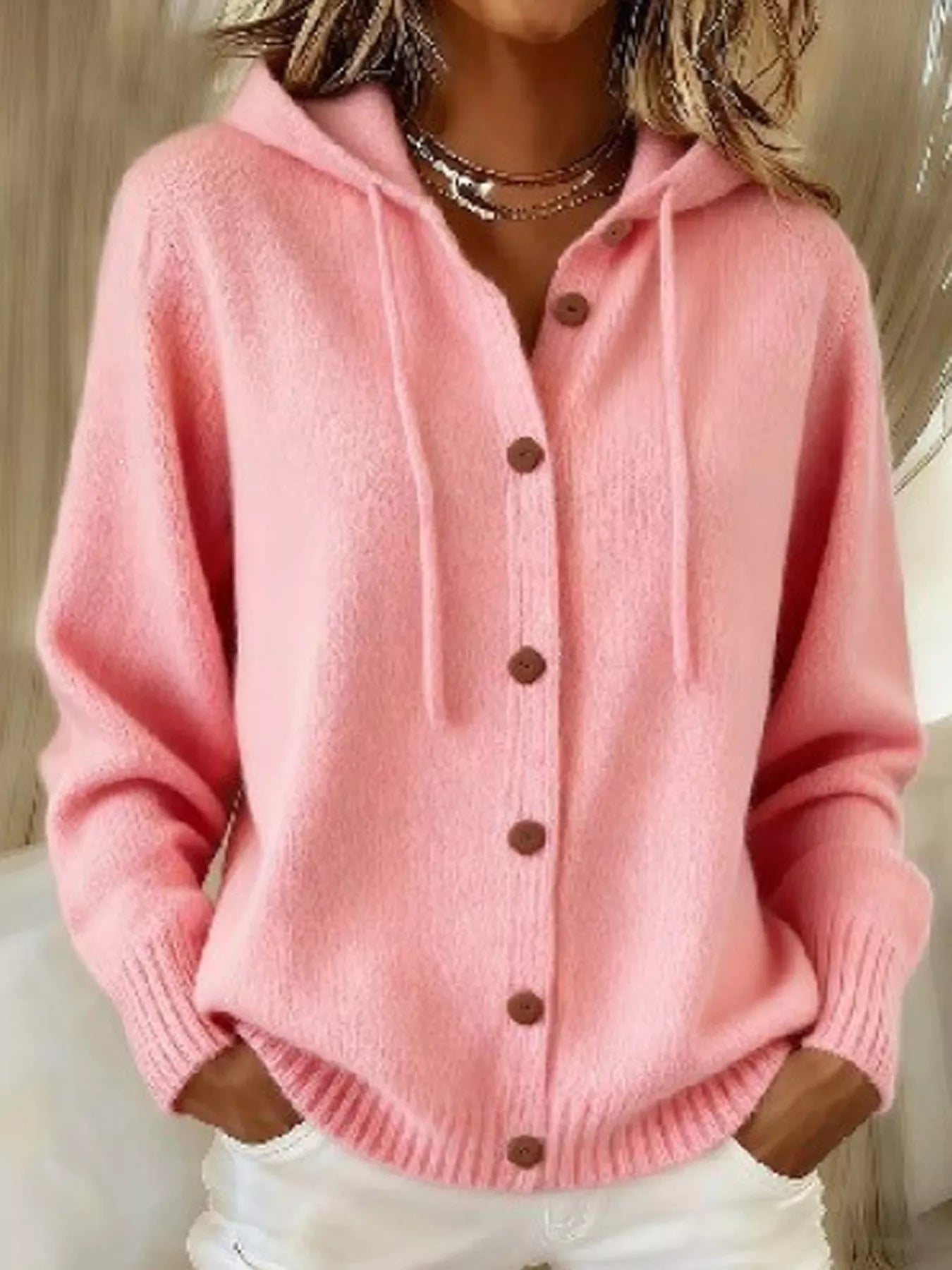 Trendsi Hooded Button-Up Cardigan -