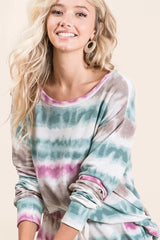 Trendsi BiBi Tie Dye Print Terry Sweatshirt -