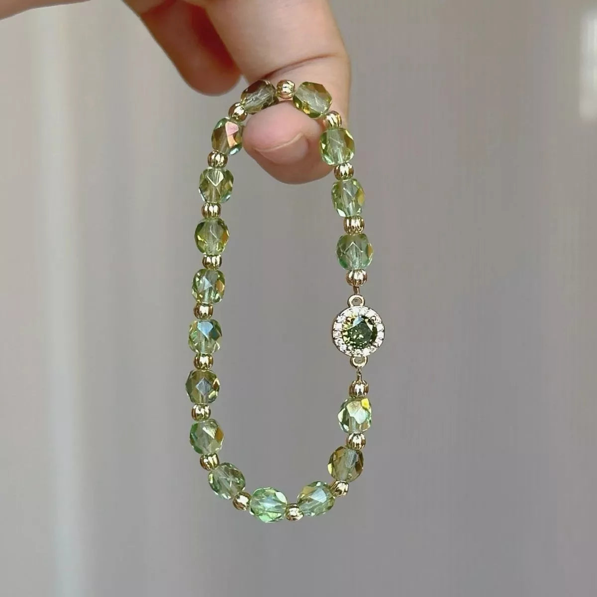 Women's 18K Gold Plated Zircon Bead Bracelet Charm