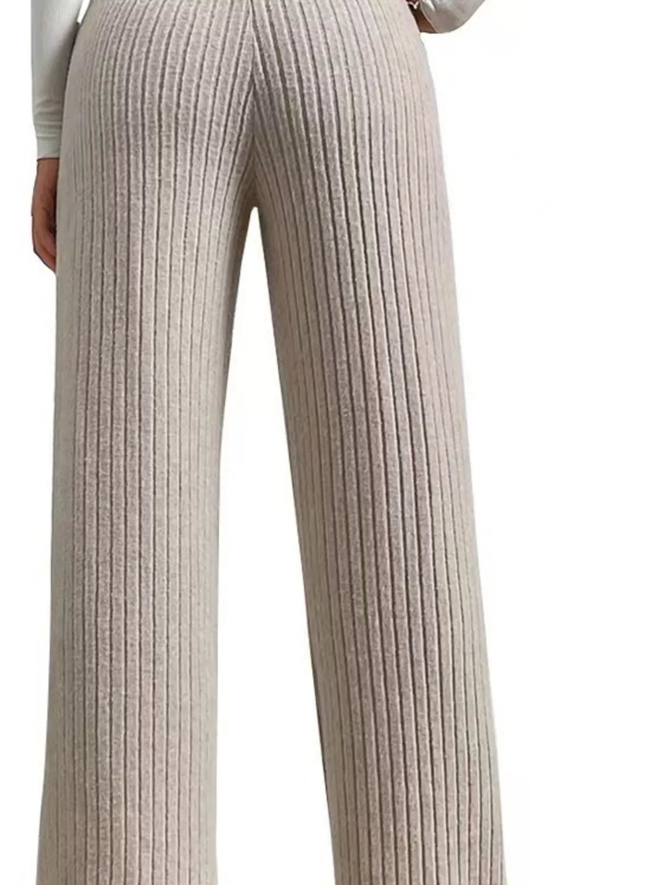 Trendsi Ribbed Knit Wide-Leg Sweater Pants -
