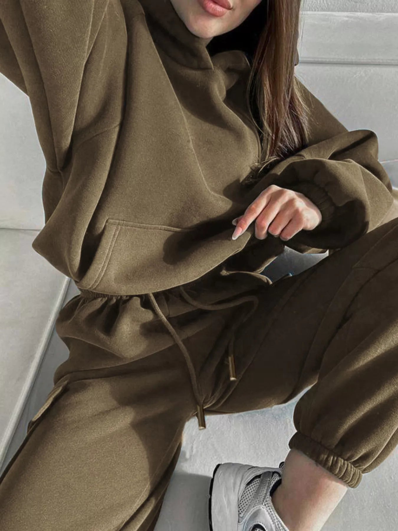 Trendsi Kangaroo Pocket Hoodie and Joggers Set -