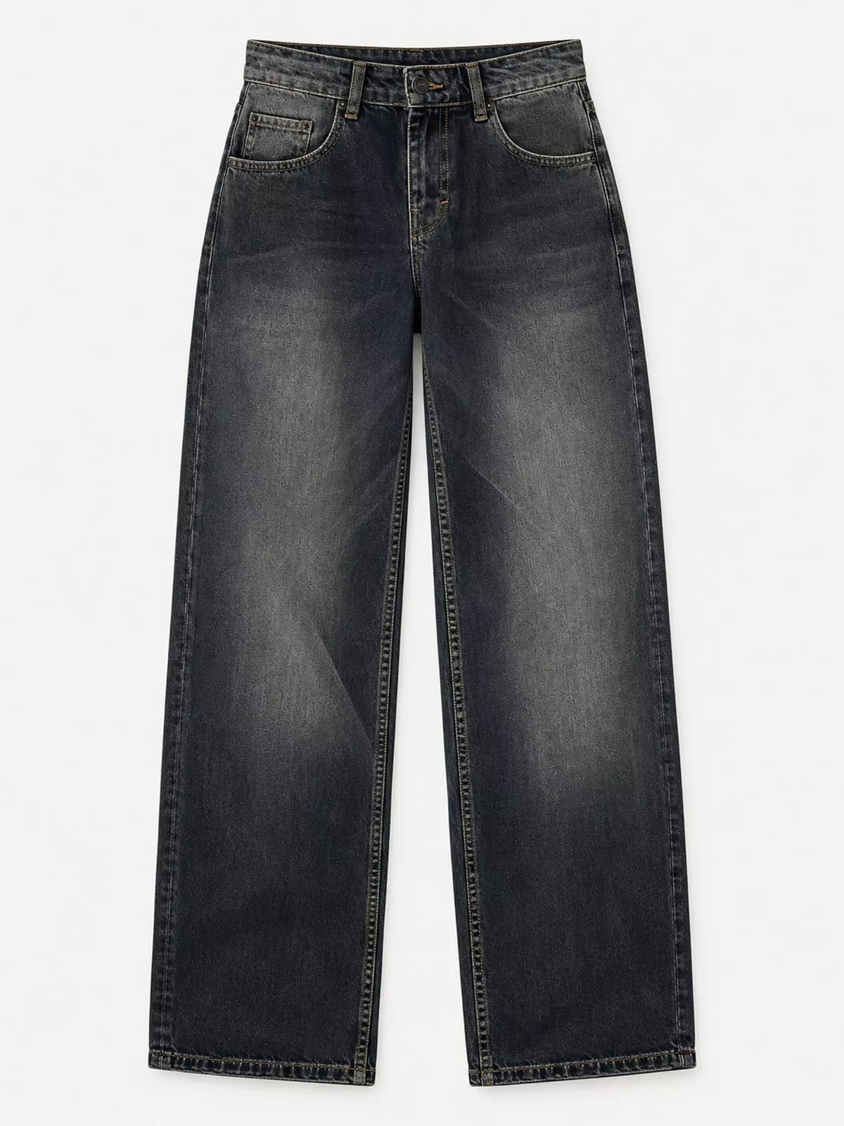 Wide-Leg Vintage Wash Jeans in dark gray, front view