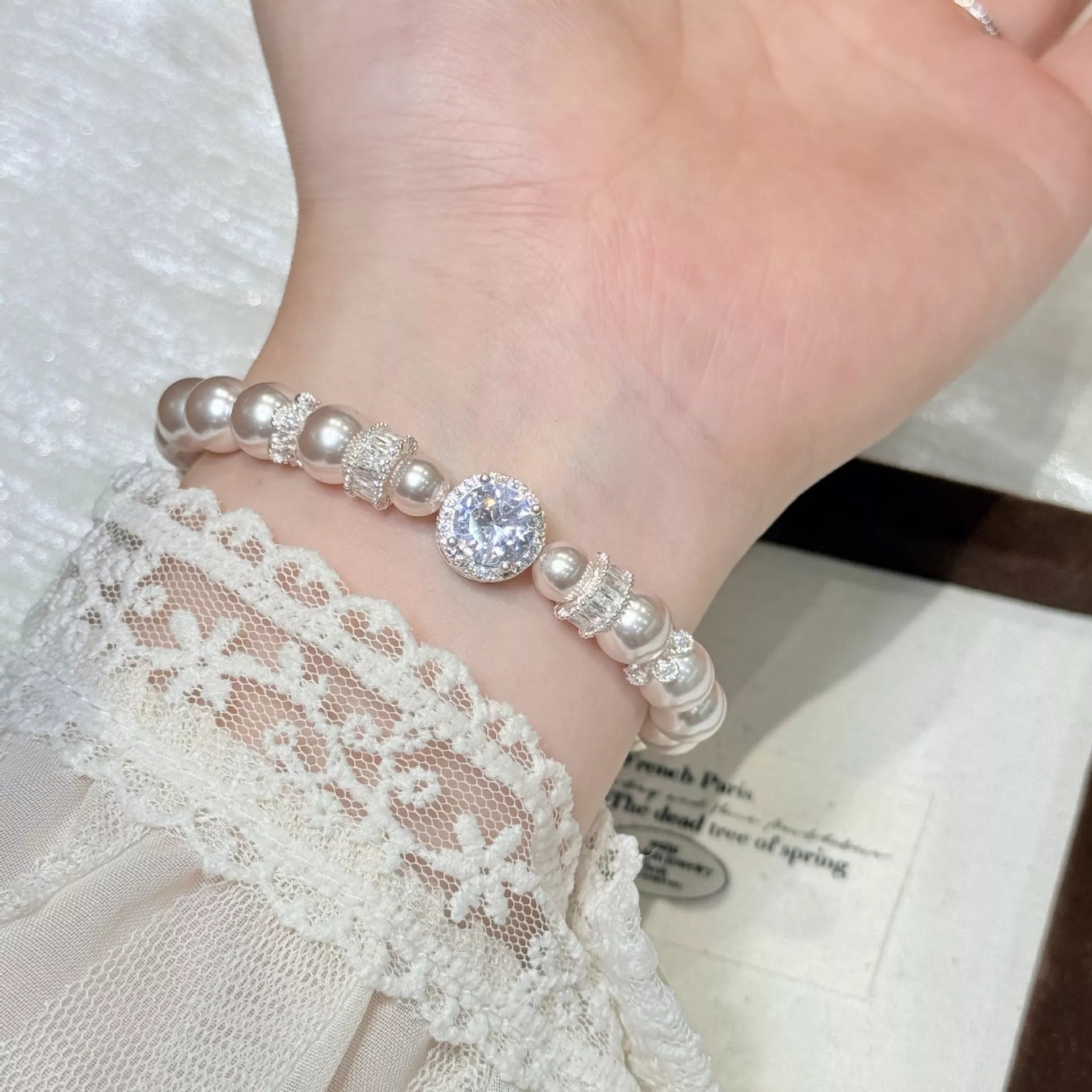 Trendsi Pearl Zircon Bracelet -
