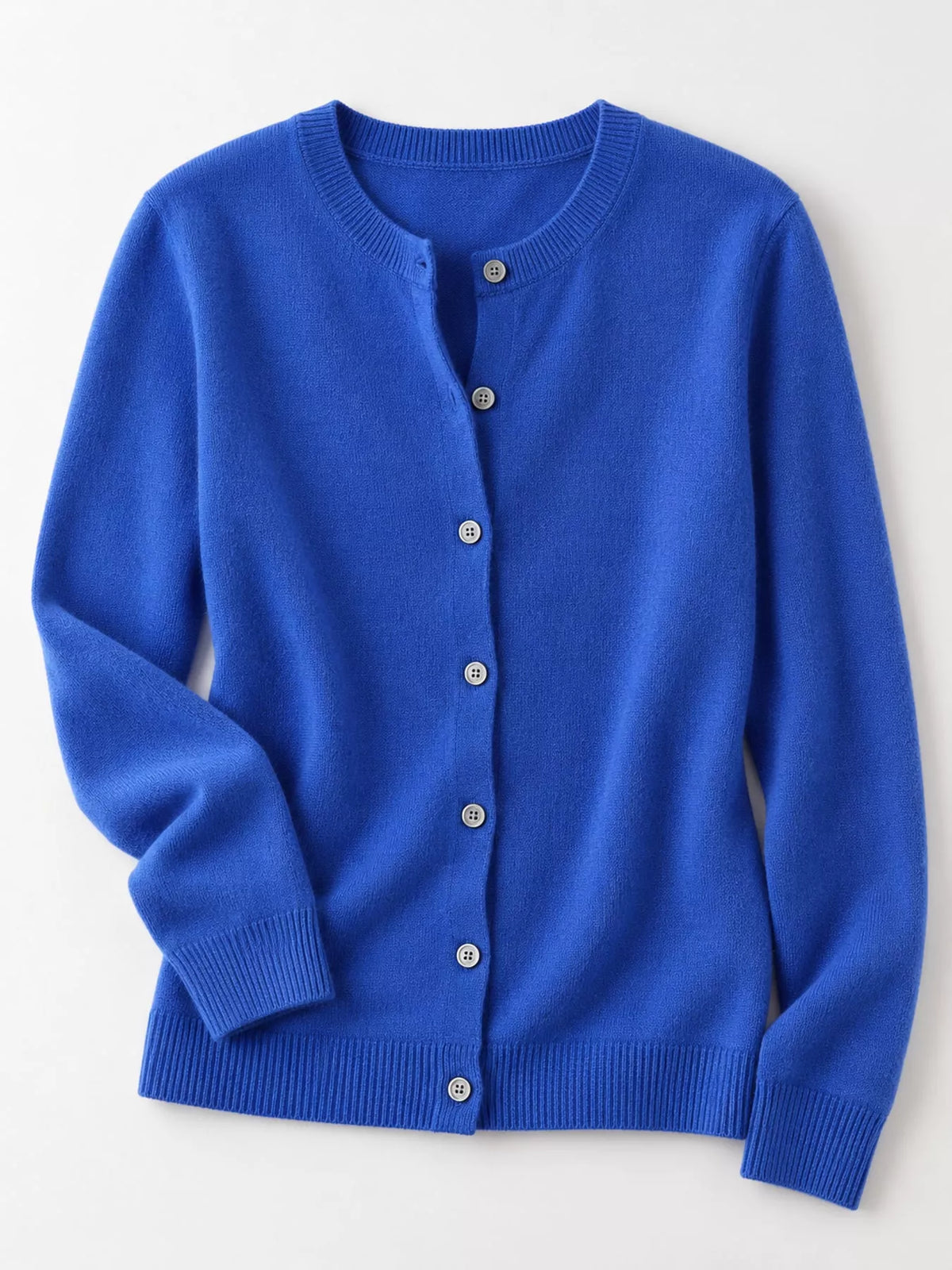 Button-down cardigan, royal blue button cuff detail