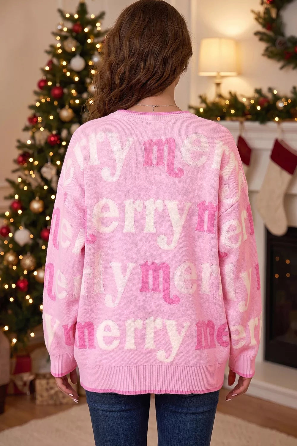 Merry Me graphic round-neck knit sweater