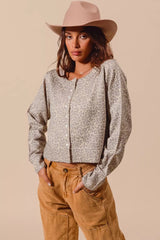 Trendsi SO ME Two Tone Leopard Vintage Print Button Up Cardigan -