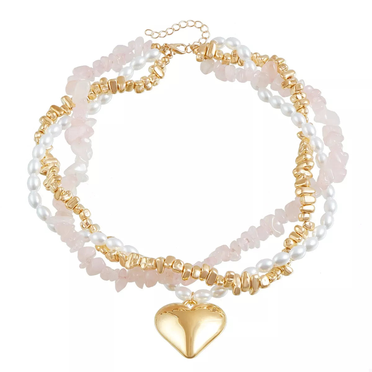 Trendsi Three-Layered Heart Pendant Necklace -