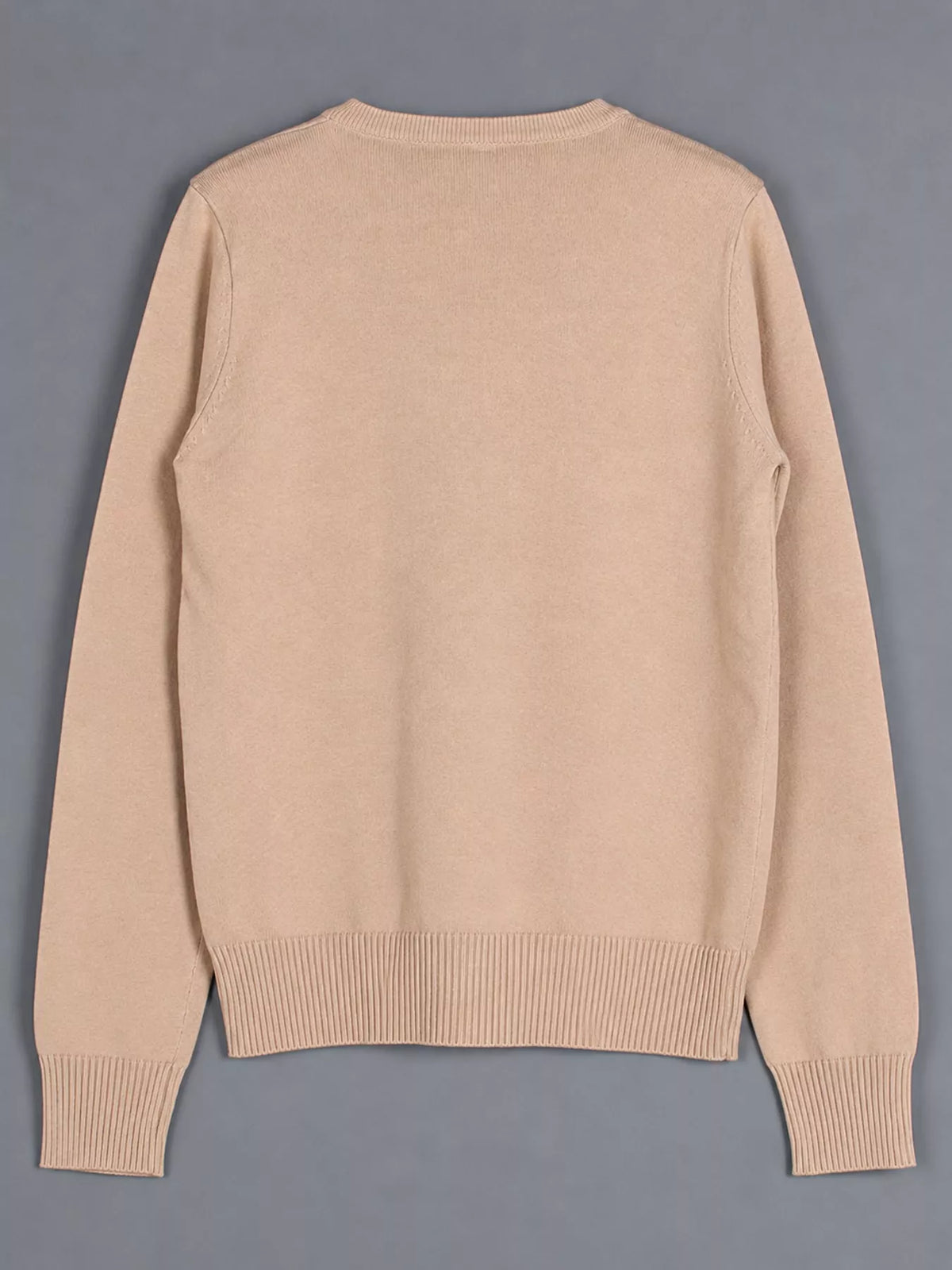 Women's V-Neck Long Sleeve Sweater in beige — back view