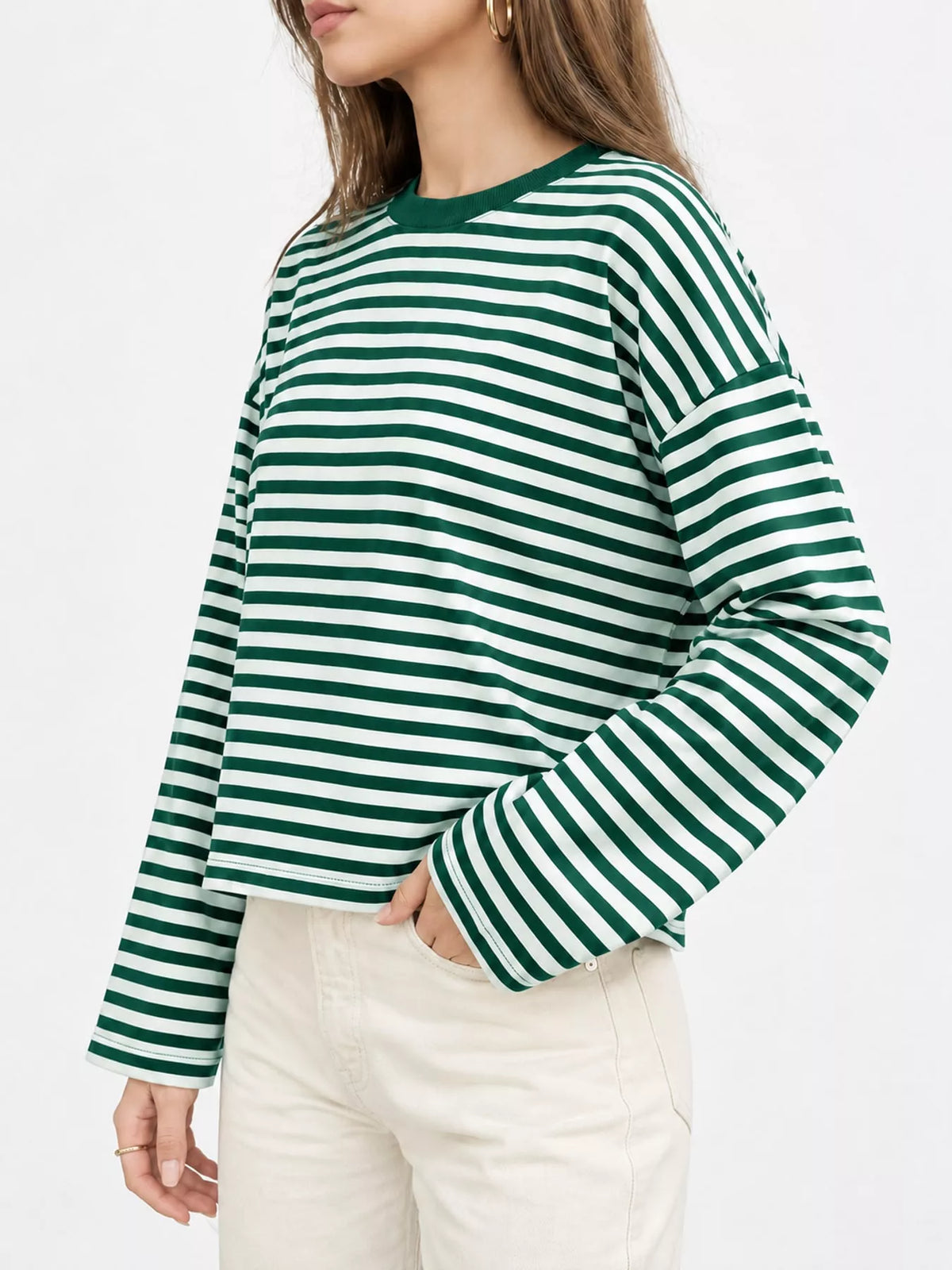 Long Sleeve Crew Neck T-Shirt — side view