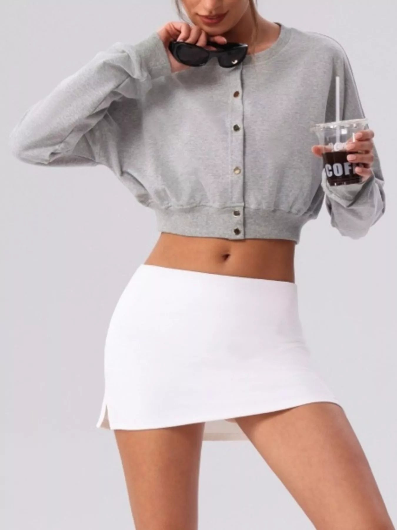 Trendsi Cropped Button-Down Active Cardigan -