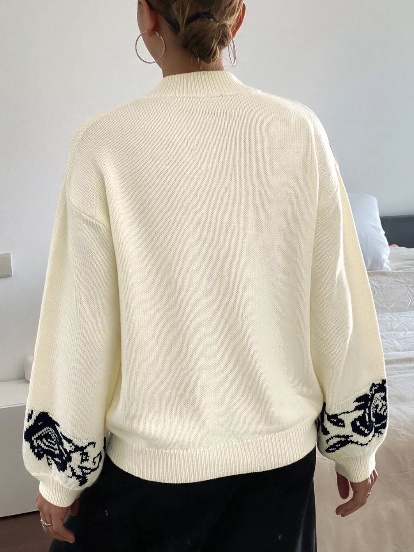 Trendsi Floral Dropped Shoulder Sweater -