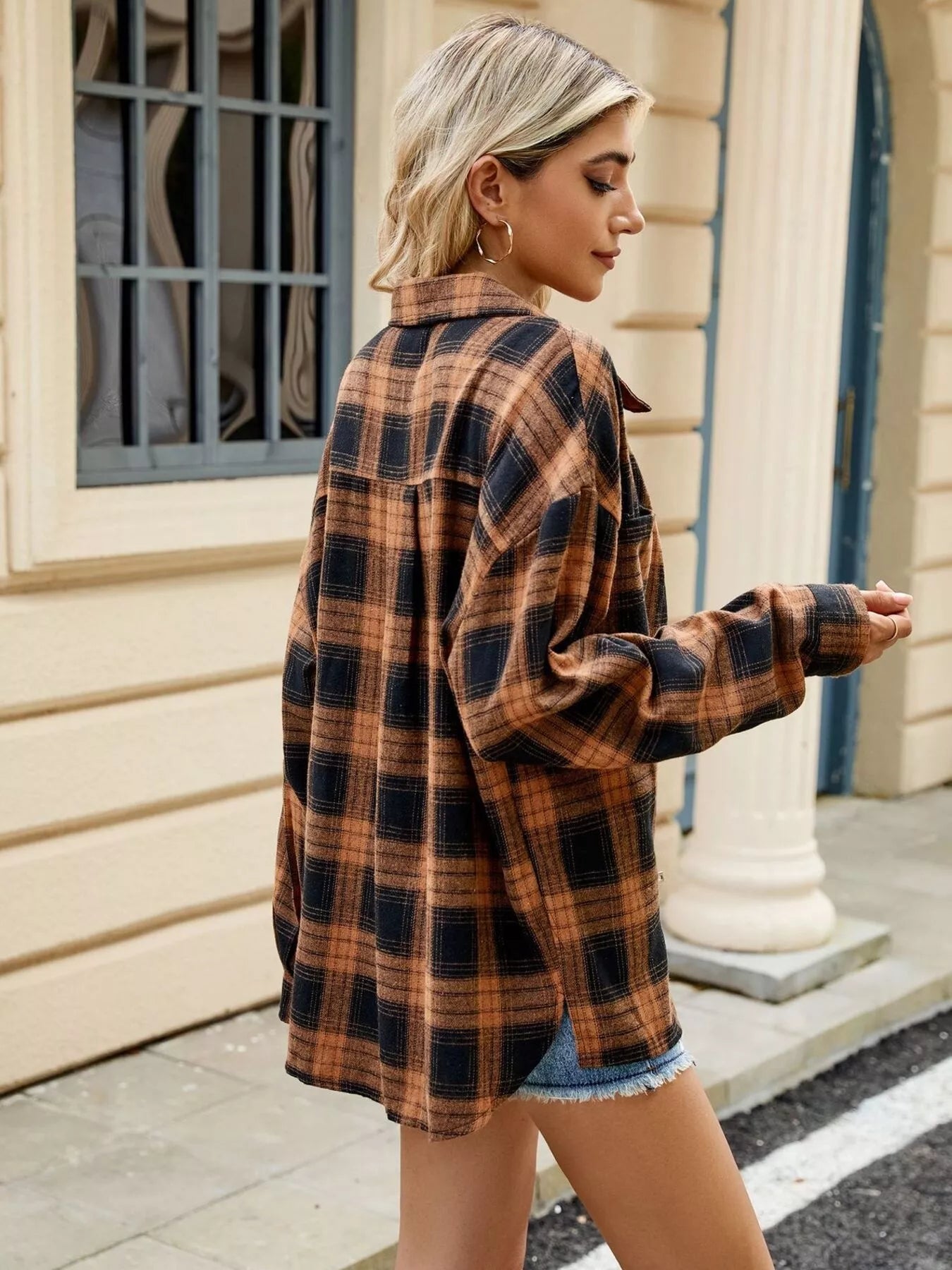Trendsi Plaid Button Up Shirt -