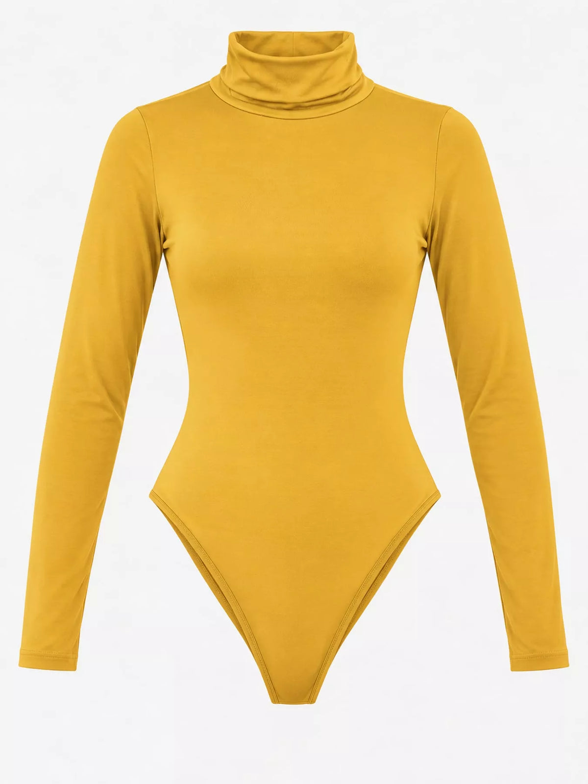 Long Sleeve Turtleneck Slim-Fit Bodysuit in yellow