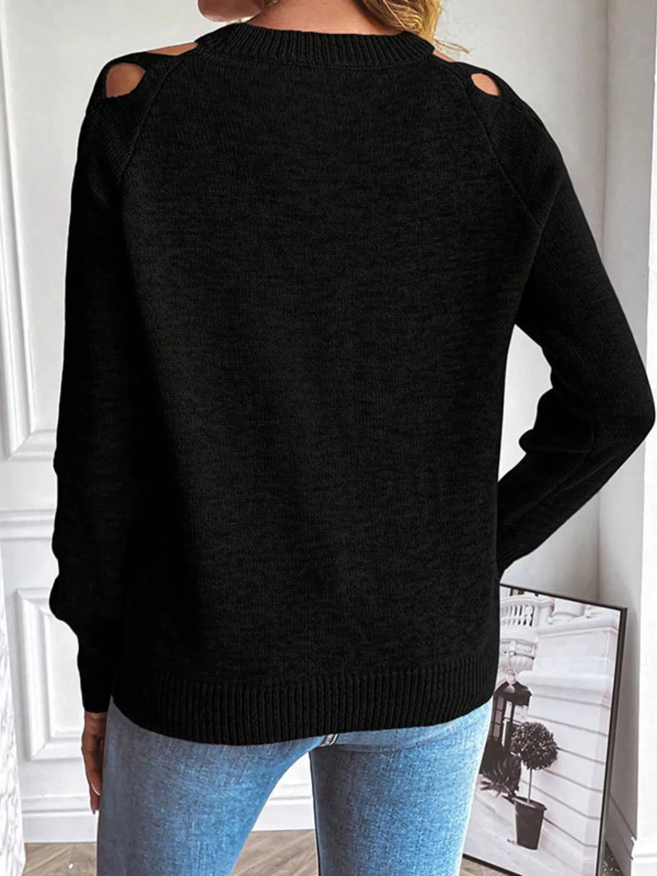 Trendsi Criss-Cross Cutout Long Sleeve Sweater -