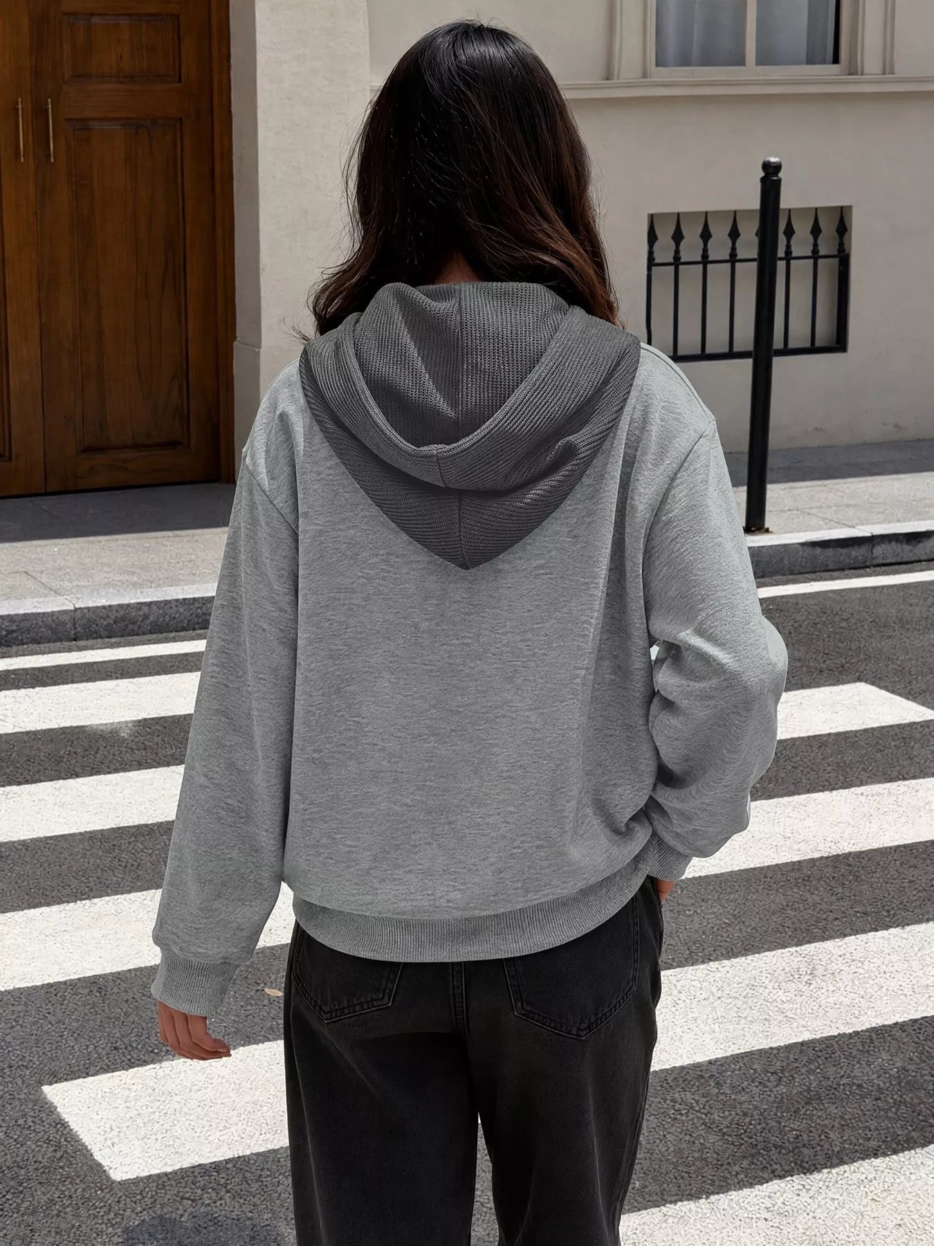 Trendsi Dropped Shoulder Long Sleeve Hoodie -