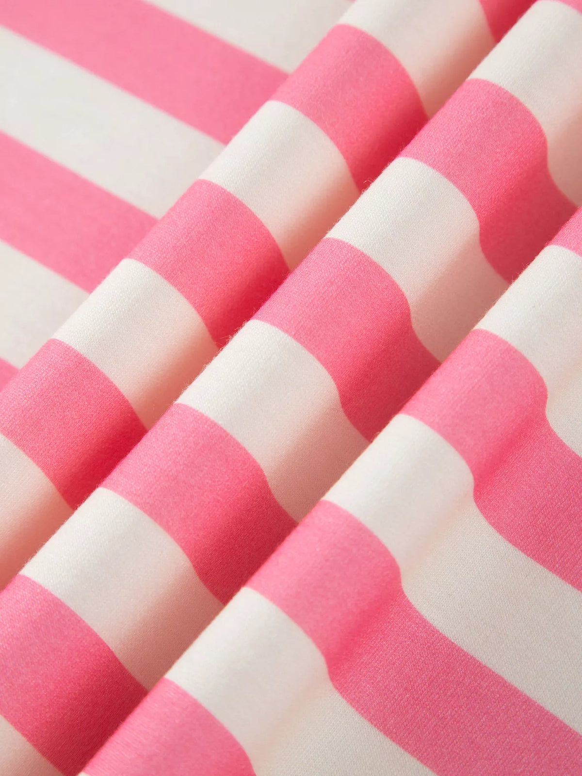 Pink white and blue striped crewneck tunic sweatshirt, striped fabric detail