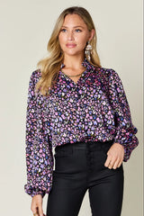 Trendsi Double Take Full Size Printed Balloon Sleeve Shirt -
