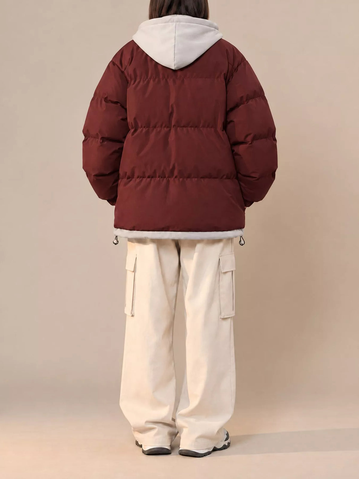 Zip-Up Hooded Puffer Jacket — back view