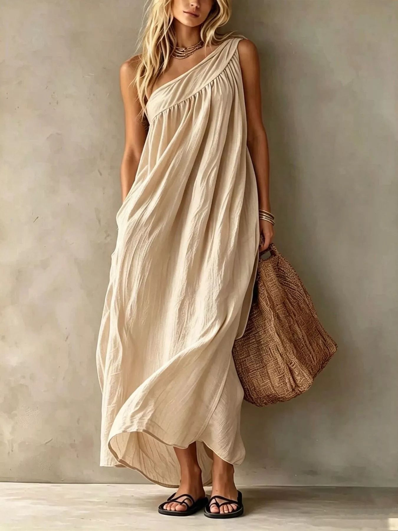 Trendsi Full Size One-Shoulder Maxi Dress Plus Size -