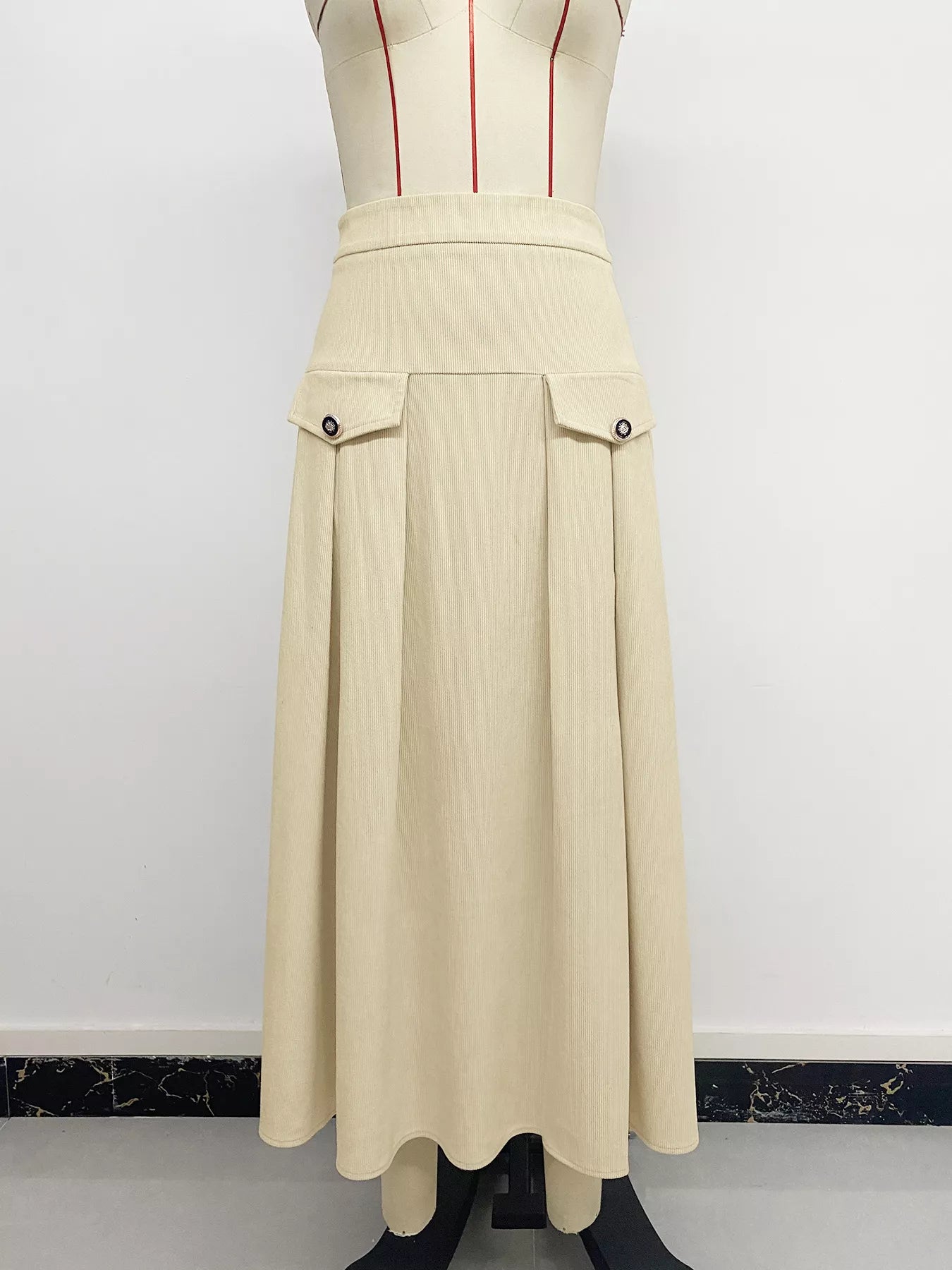 Trendsi High Waist Pleated Midi Skirt -