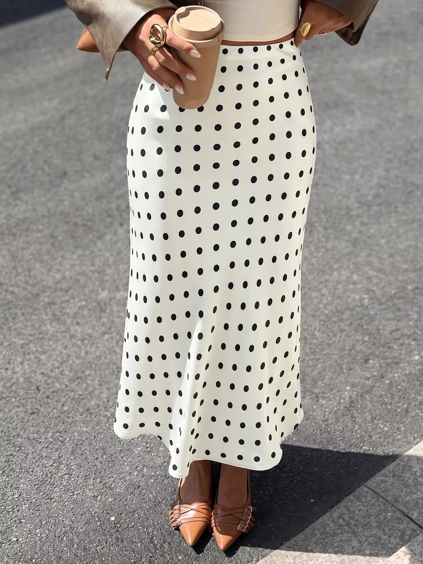 Trendsi Polka Dot Midi Skirt -