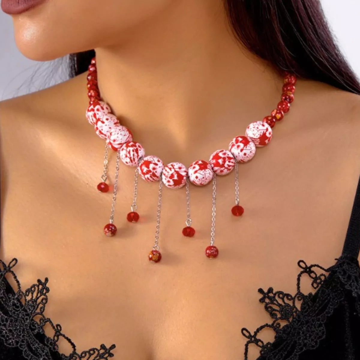 Trendsi Halloween Theme Necklace with Dangling Beads -