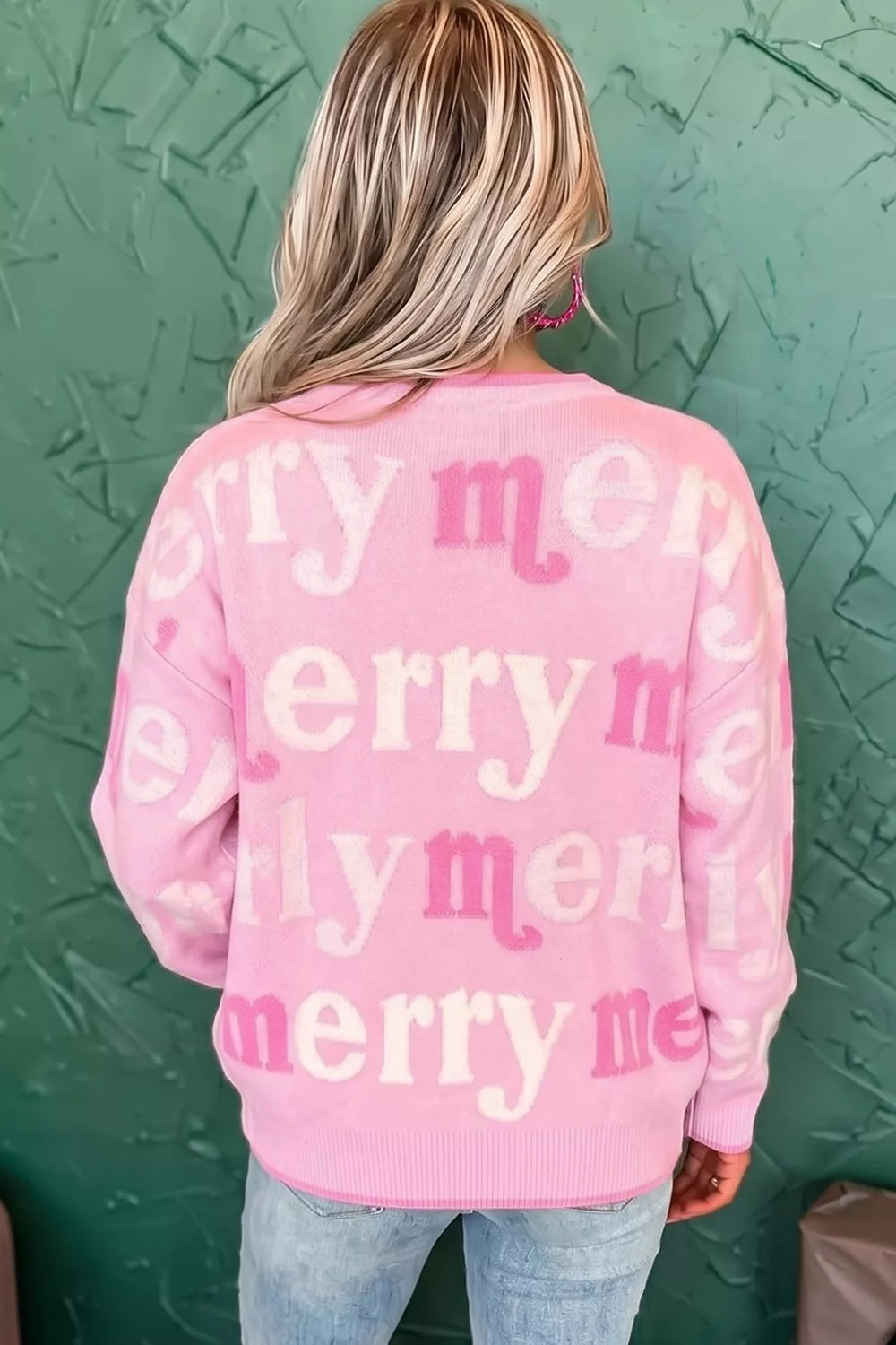 Merry Me graphic round-neck knit sweater
