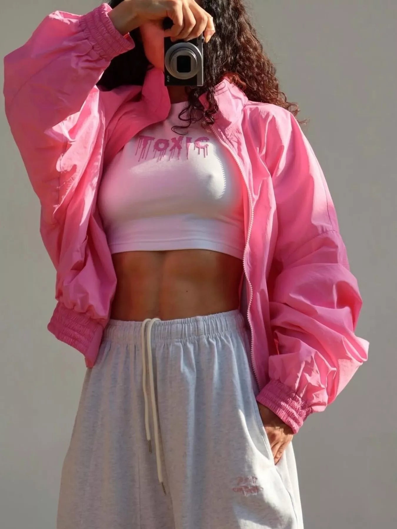 Trendsi Zip Up Oversized Bomber Jacket -