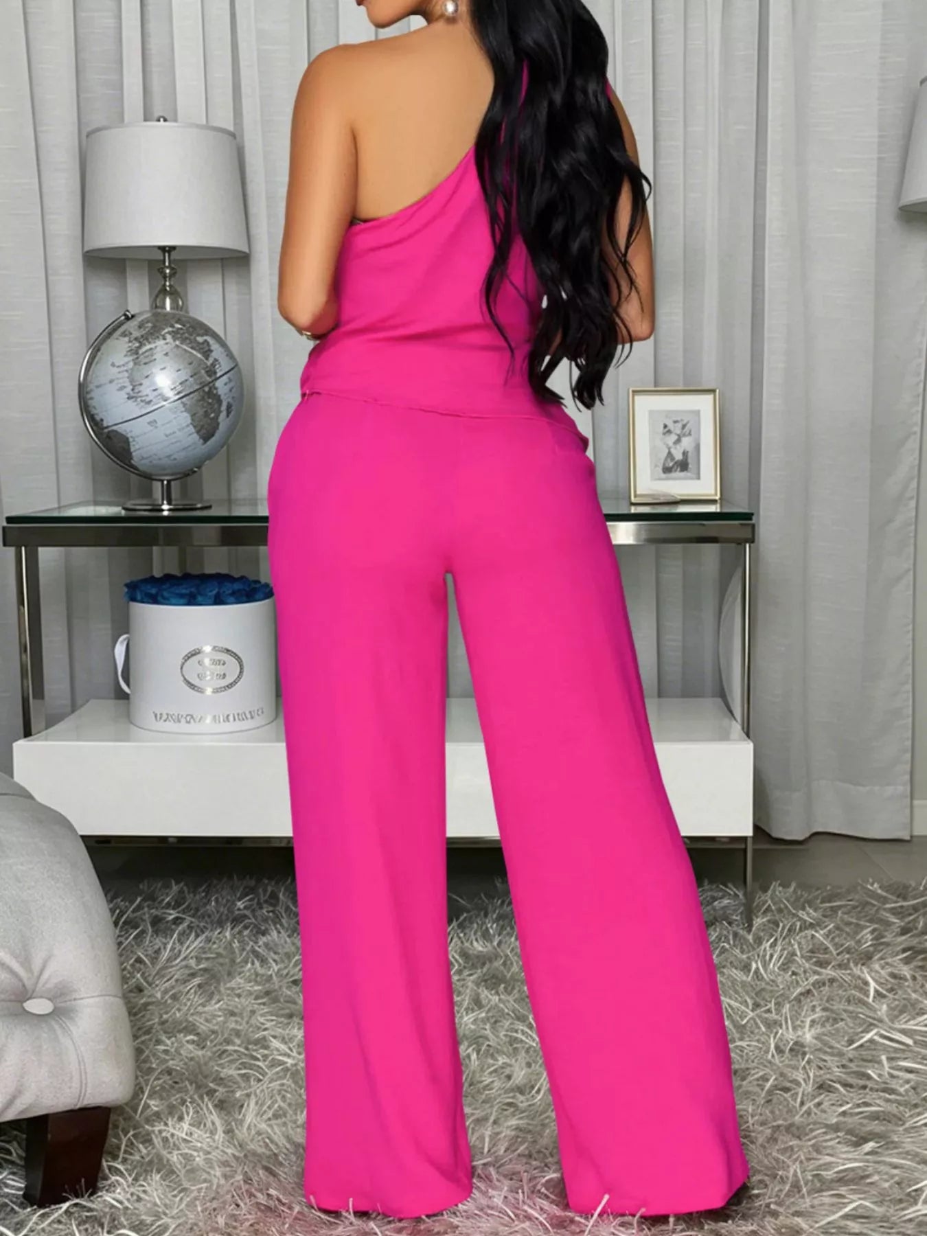 Trendsi One-Shoulder Top and Wide-Leg Pants Set -