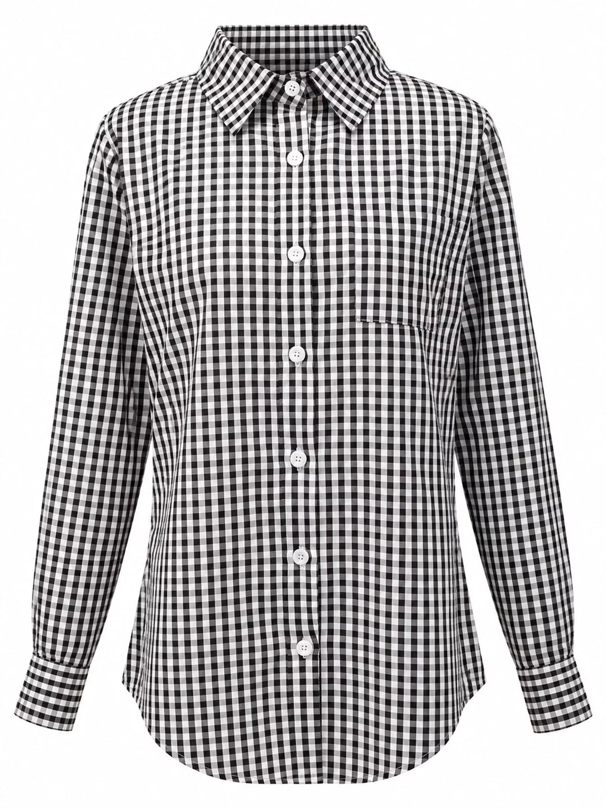 Black and white plaid button-down shirt