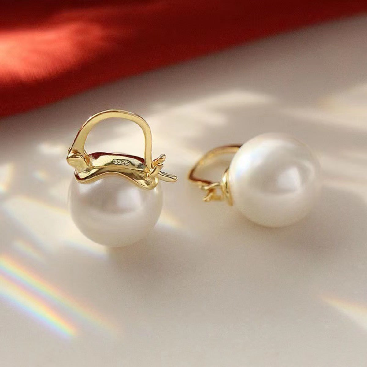 Trendsi 18K Gold-Plated Pearl Earrings -