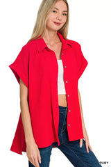 Trendsi Zenana Woven Airflow Button Down Shirt -