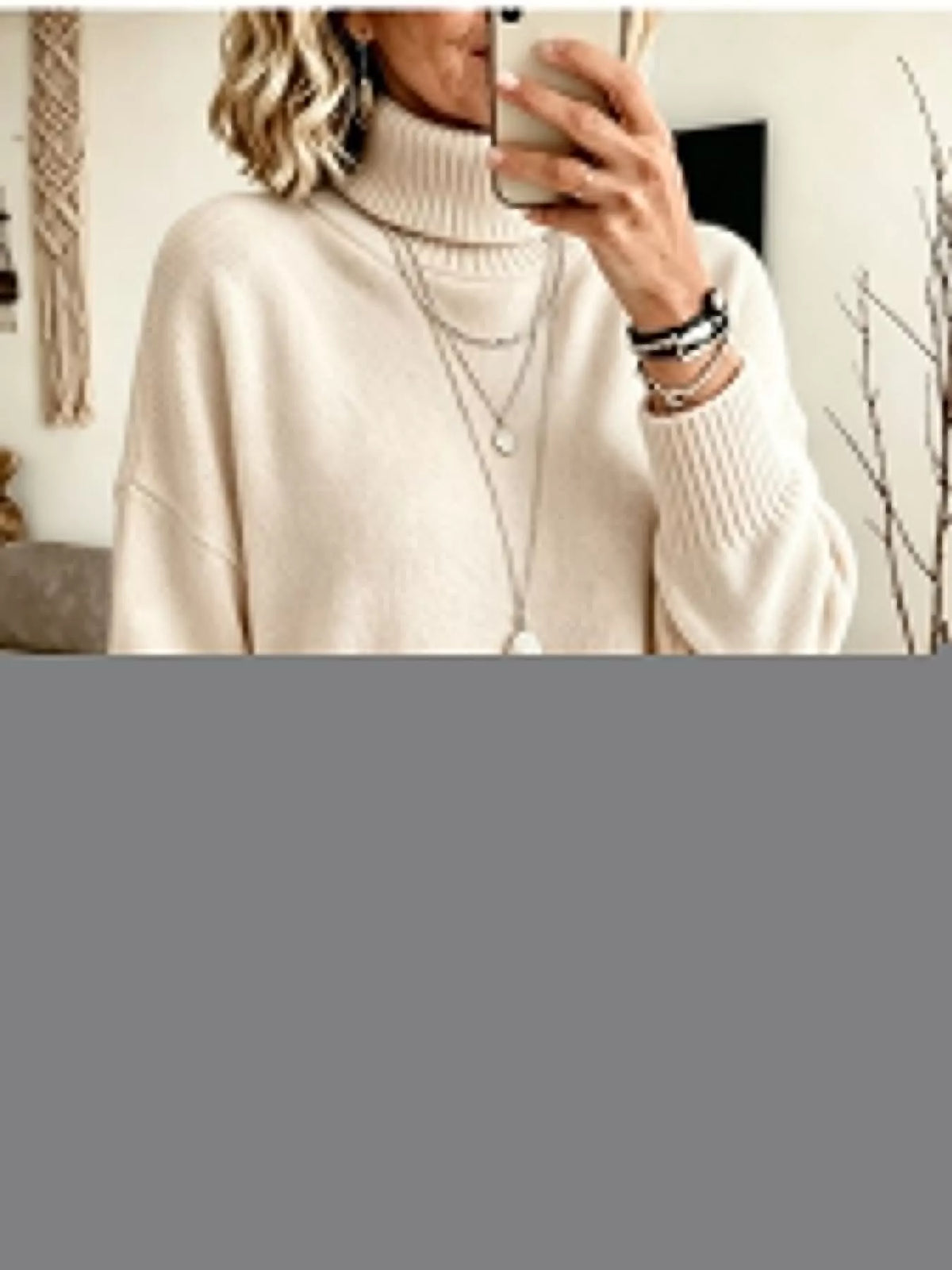 Oversized Turtleneck Pullover Sweater — front view