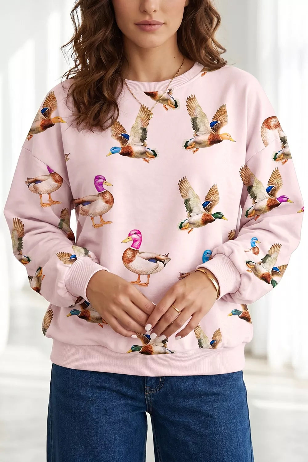 Trendsi Multicolour Western Print Drop Shoulder Long Sleeve Sweatshirt -