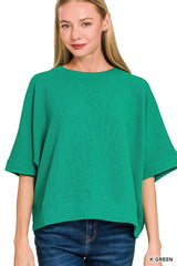 Trendsi Zenana Double Knit Banded Bottom Short Sleeve Top -