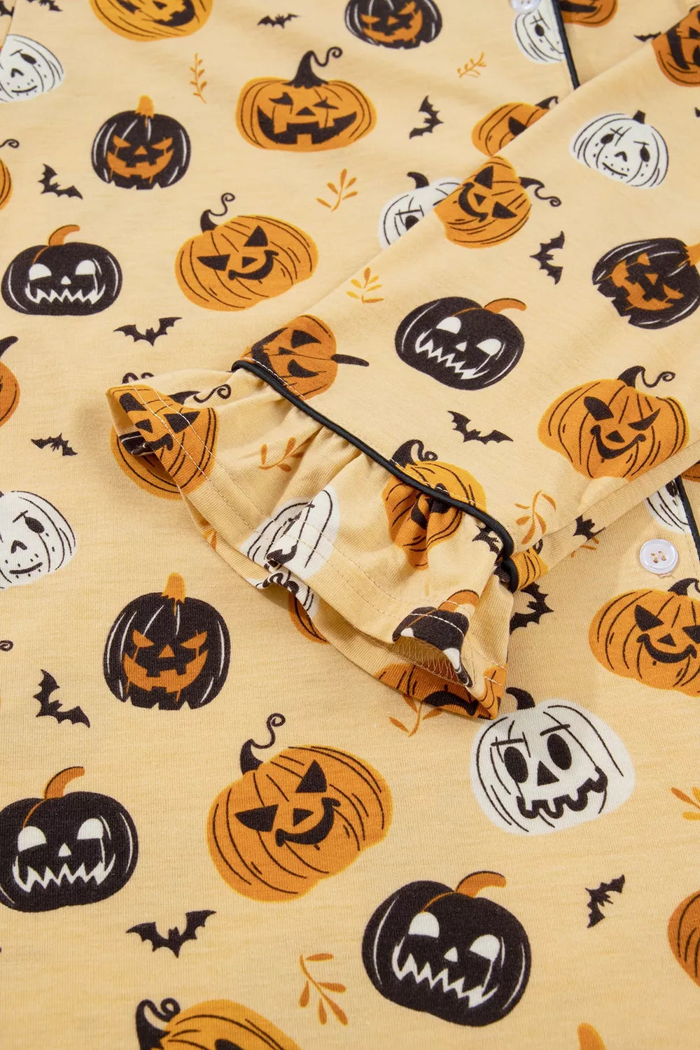 Trendsi Halloween Pumpkin Print Long Sleeve Two Piece Lounge Set -