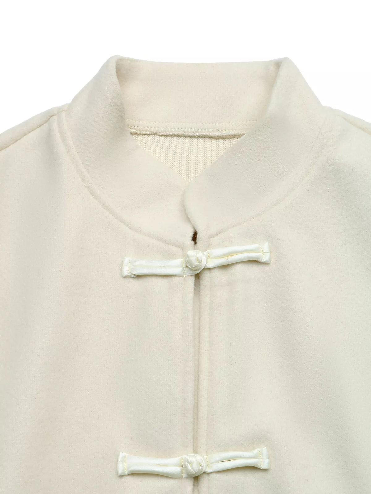 Frog Button Dropped Shoulder Jacket — construction details