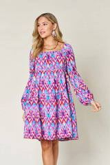 Trendsi Double Take Full Size Printed Long Sleeve Dress - Dresses
