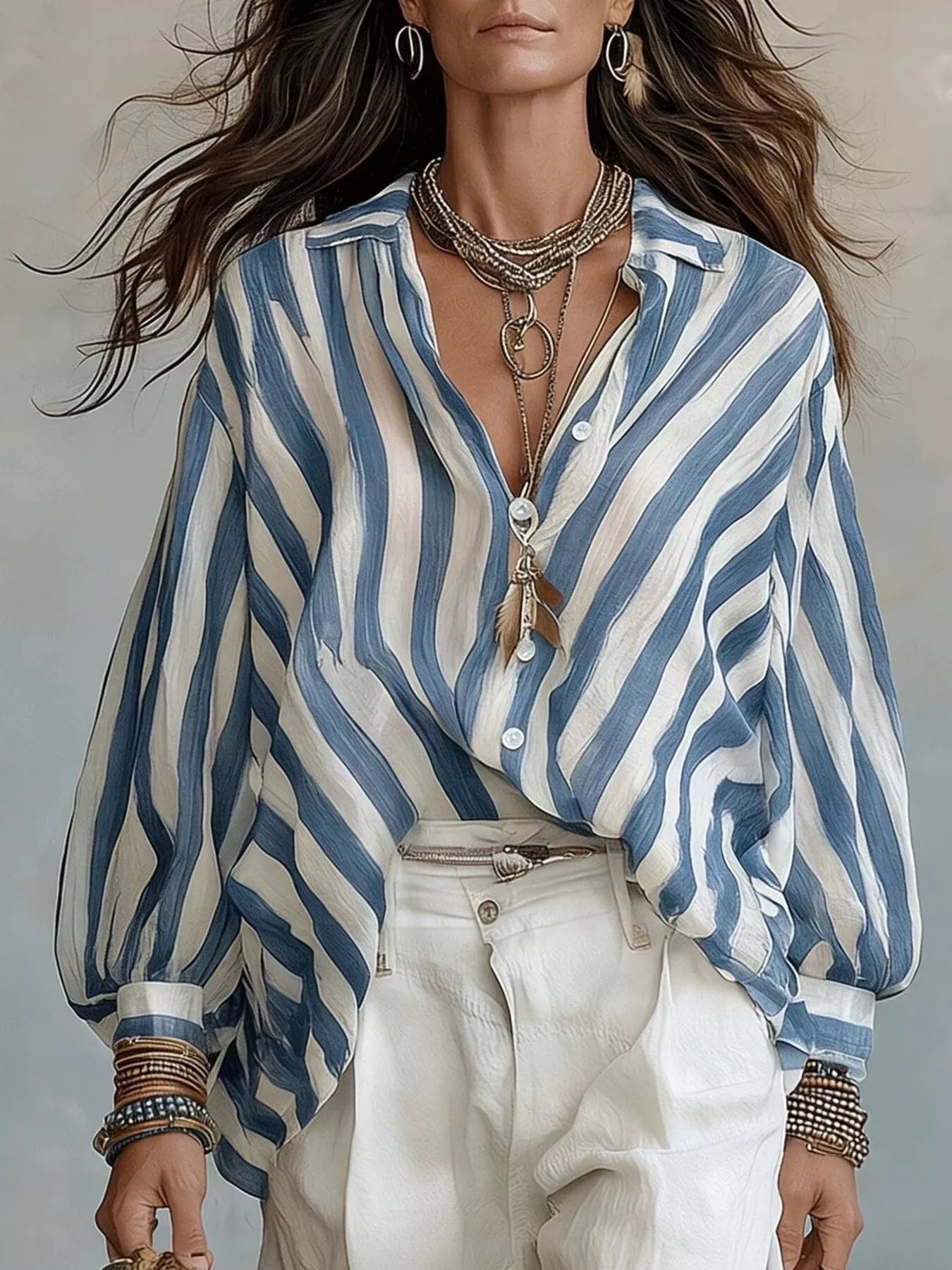 Trendsi Striped Loose Fit Shirt -