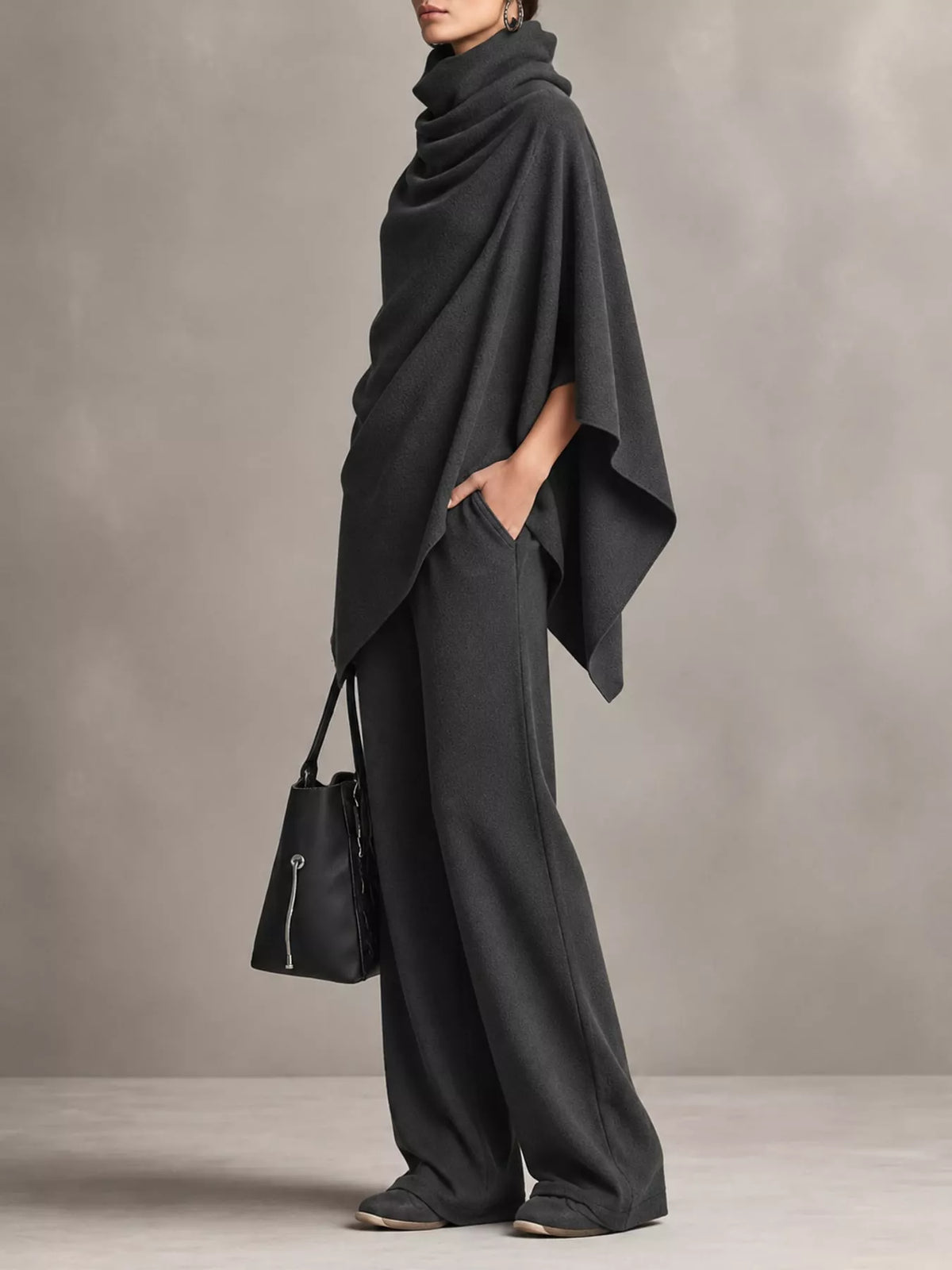 Poncho and pants set, charcoal side